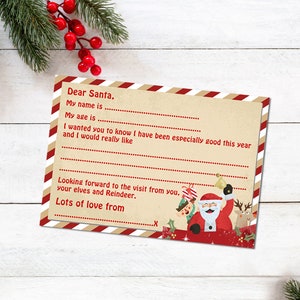 Carta a Santa. Descarga digital. No editable: agregue el nombre de su propio hijo escrito a mano. Para imprimir A4. Carta de Santa Papá Noel