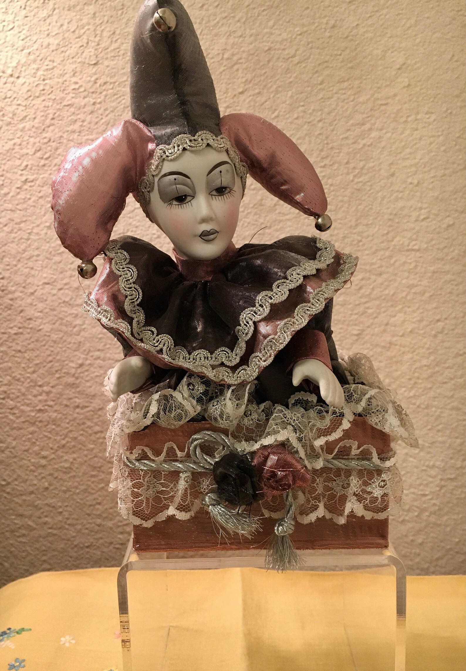 Vintage Jester Doll on a music box Etsy