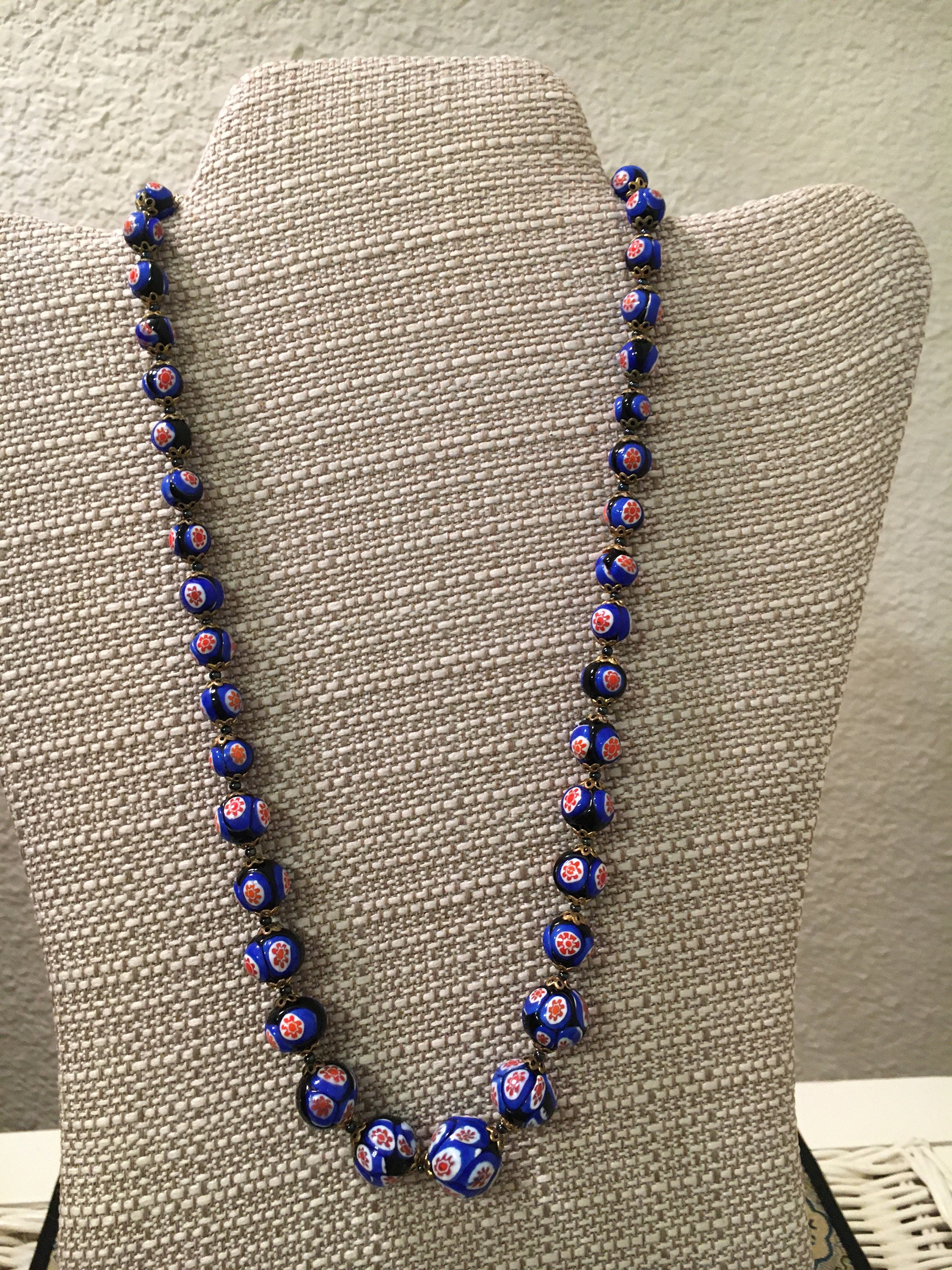 Vintage Murano glass bead necklace Etsy