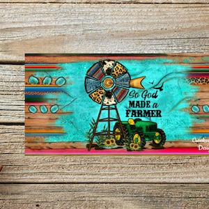 Handmade Car/Truck License Plate, Metal, God Farmer Design, Tractor, Barn, Gift