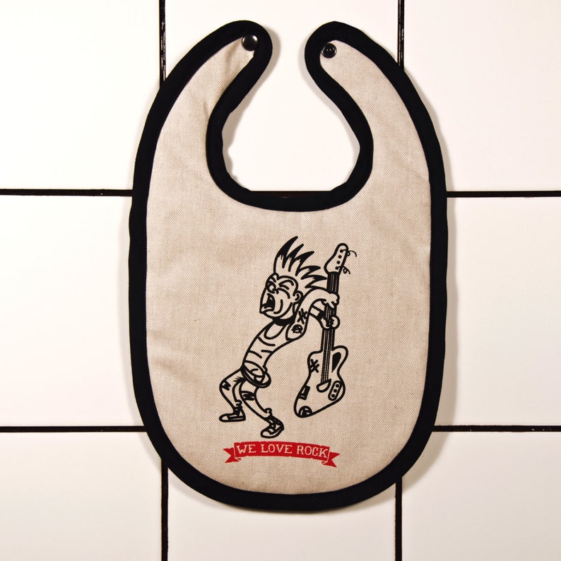 Rock'n'roll Baby Bib YOUNG AND REBEL Printed by Hand Etsy