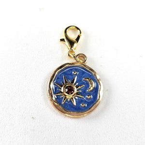 Sonne Mond Sterne baumeln lassen Charme für Armbänder, himmlischen Charme, Gold-Ton mit goldenen Kristall, Karabiner-Verschluss Charme, Clip auf Charme