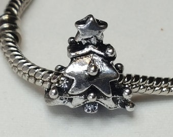 Christmas Tree Charm, Christmas Charm, Dual Sided, Dark Antique Look,  Fits all Designer and European Charm Bracelet