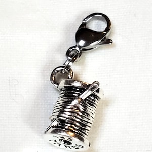Spool Thread, Dangle Charm, Sewing Charm, Seamstress Gift, Sewing Charm ,Crafter Charm -Link Bracelet-Necklace--Zipper Pull