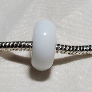 White Glass Bead, Murano Glass Bead, European Glass Bead, Single Core, 925 Core, Fits all Designer and European Charm Bracelets