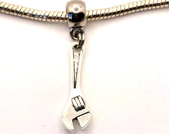 Wrench Charm , Mechanic Plumber Tool fits European Bracelets or Pendant
