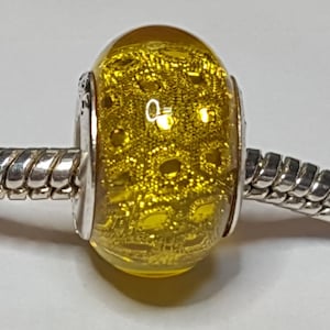 Yellow Resin Bead, European Resin Bead, Holographic Design, Pretty Bead, Fits Designer and European Charm Bracelets Bild 1