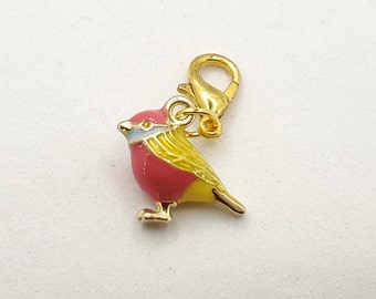Bird Charm, Finch Charm, Colorful Bird Charm, Song Bird Charm, Lobster Clasp Charm, Clip On Charm