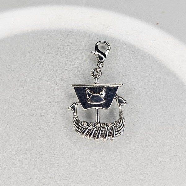 Viking Ship Charm, Boat Charm, 3D Charm, Sail Charm, Dangle Charm, Lobster Clasp Charm, Clip On Charm