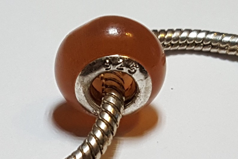 Peach Cat/'s Eye Murano Glass Beads-925 Silver Core-Varied Peach Tones Fits all Designer and European Charm Bracelets*