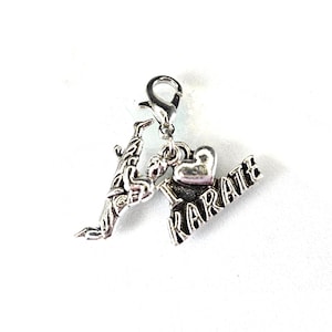 I Love Karate Charm, Karateka, Martial Arts Charm, Dangle Charm, Necklace Pendant-Lobster Clasp Charm, Clip On Charm