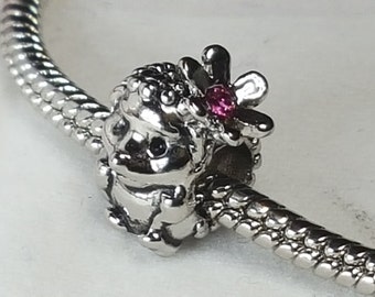 Hedgehog Charm, Pink Crystal Flower, Pet Hedgehog Charm, European Charm, Fits all Designer and European Charm Bracelets