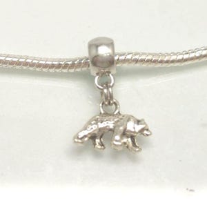 Bear Charm, Petite Dangle, Brown Black Bear, Zinc Alloy Fits European bracelet or Pendant