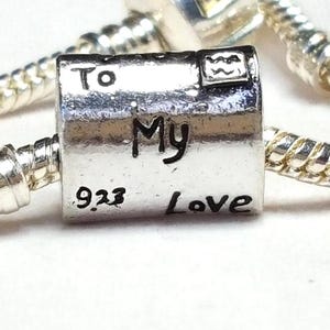 Liebesbrief Charm, "Zu meiner Liebe von mir, europäischer Charme, Darling Charme!!  Passt für alle Designer Bettelarmbänder