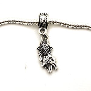 Koi Fish Charm for European & Designer Bracelets, Japanese Carp Dangle Good Luck Charm, Dual Sided Pendant