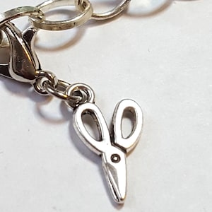Scissors Dangle Charm, Seamstress Charm, Quilter Charm, Sewing Charm, Lobster Clasp Charm, Clip On Charm,