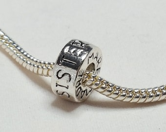 Sister Charm, New Mother, Three Languages, Mere (French), Madre (Spanish) Charm, European Bracelets-Fits Designer & European Charm Bracelets