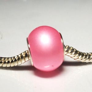 Pink Glass Bead, Pearl Pink Bead, Murano Glass Bead, Perfect for Spring Time, -Fits all Designer and European Charm Bracelets