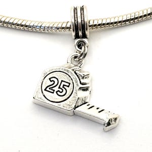 Measuring Tape Charm, Carpenter Charm, Laborer Charm, Contractor Charm, European Charm, Dangle Charm-Fits Designer & European Charm Bracelet