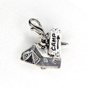Tent Charm, Camp Sign Charm, Camping Charm, Campground Charm, Tent Camping, Camp Charm-Lobster Clasp Charm, Clip On Charm