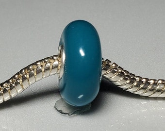 Teal Glass Bead, Murano Glass Bead, European Glass Bead, 925 Single Core -Fits all Designer and European Charm Bracelets
