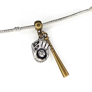 3D Baseball Mitt Charm, 3D Baseball Bat Charm, Baseball Glove Charm, Baseball Charm, Softball Charm-Fits Designer & European Charm Bracelets