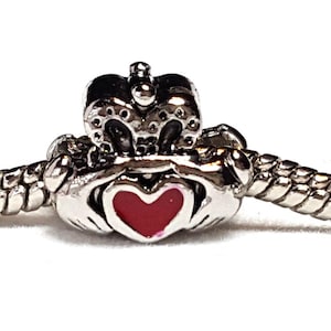 Irish Charm, Claddagh Charm, Very Nice Friendship Charm, St Patrick&#39;s Day Charm  Fits all Designer & European Charm Bracelets
