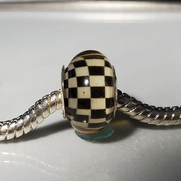 Checkered Flag Charm, Checkerboard Pattern Charm, Resin Bead  Fits all Designer and European charm bracelet