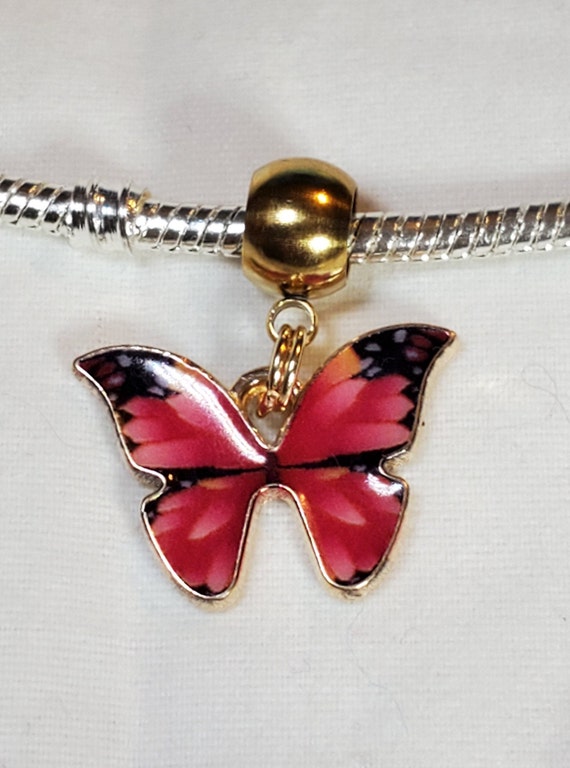 Pink butterfly charm sale