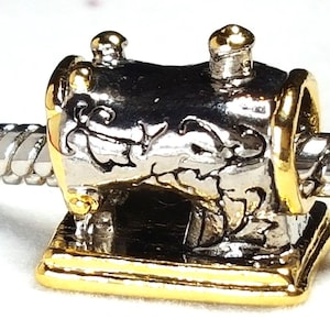Sewing Machine Charm, Sewing Charm, Crafters Charm, Seamstress Gift, Gold Silver Tone Charm-Fits Designer and European Charm Bracelets