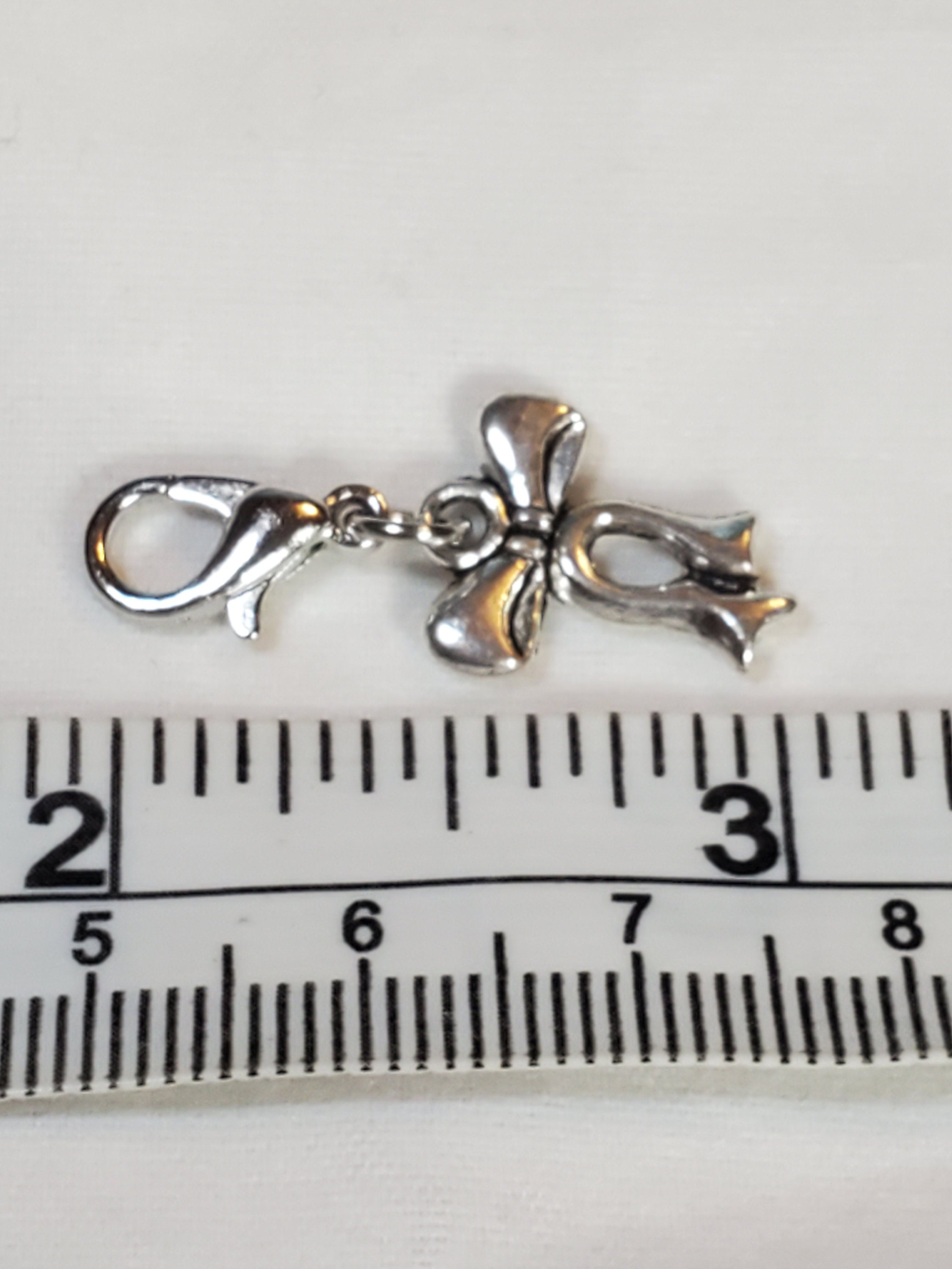 5 Pc. Bow Charm, Bow Connector Charm, Silver Charms, DIY Jewelry