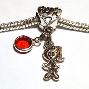 Daughter Charm, Granddaughter Charm, Little Girl Charm, July Birthstone, Child, Children Charm,-Fit Designer & European Charm Bracelet