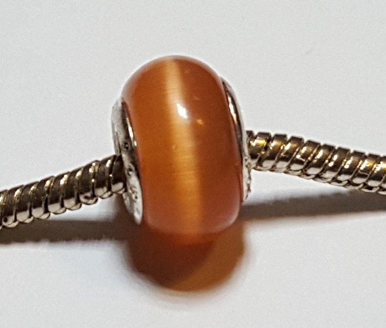 Peach Cat/'s Eye Murano Glass Beads-925 Silver Core-Varied Peach Tones Fits all Designer and European Charm Bracelets*