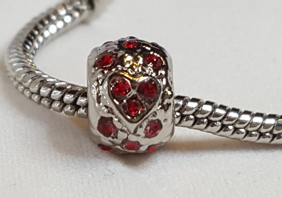 Ruby Red Crystal Heart Charm Swarovski Crystal Heart Bead 17mm Set of 5 0141