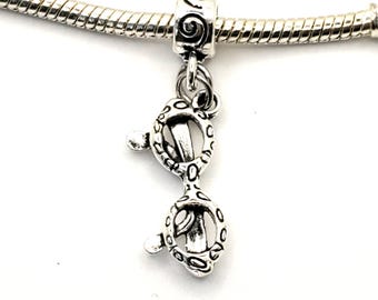 Round Eye Glasses Dangle Charm, Fits European Bracelets or Pendant (21x10mm)