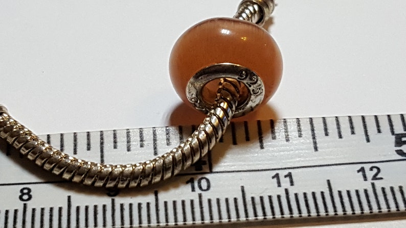 Peach Cat/'s Eye Murano Glass Beads-925 Silver Core-Varied Peach Tones Fits all Designer and European Charm Bracelets*