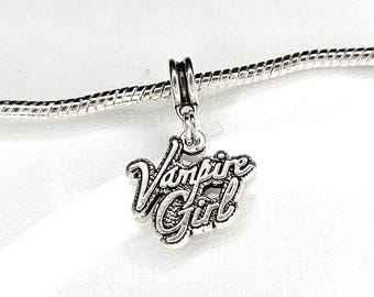 Bedel vampiermeisje, vampierbedel, hangbedel, past op alle designer- en Europese bedelarmbanden