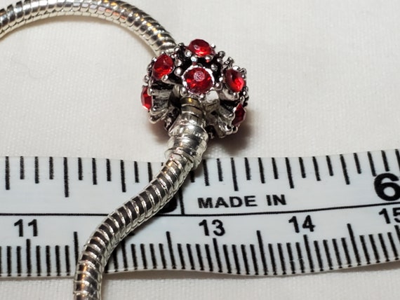 July Birthstone Red Rhinestone Spacer Bead – Fits Pandora, Chamilia Snake Chain Bracelets - View #4