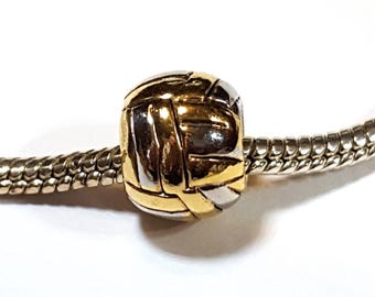 Volleyball Silver & Gold Tones, Volleyball Charm, Volleyball Gift-Volleyball Team-Volleyball Charm-Fits Designer / European Charm Bracelets
