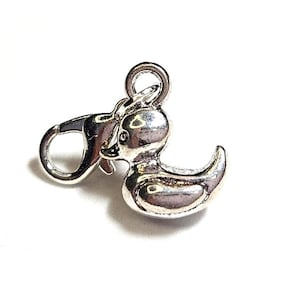 Petite Rubber Duck Charm 3D Clip-On Charm with Lobster Clasp, Duckling Jewelry Accessory, Cute Rubber Ducky Gift