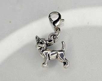Chihuahua Dog Charm, Small Dog Charm, Puppy Charm, One Sided Charm, Lobster Clasp Charm, Clip On Charm