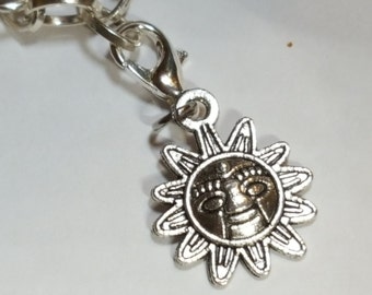 Sun Charm, Dangle Charm, Sun Beaming, Sunshine Charm, Lobster Clasp Charm, Clip On Charm,