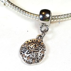 Sand Dollar Dangle Charm for Beach Jewelry and Summer Bracelets, Shell Collecting Pendant Fits European & Designer Charm Bracelets