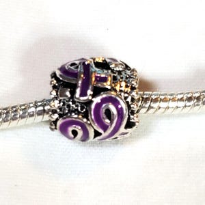 Purple Awareness Ribbon Charm-Stroke-Cystic Fibrosis-Macular Degeneration-Domestic Violence-Crohns-Fits Designer & European Charm Bracelets