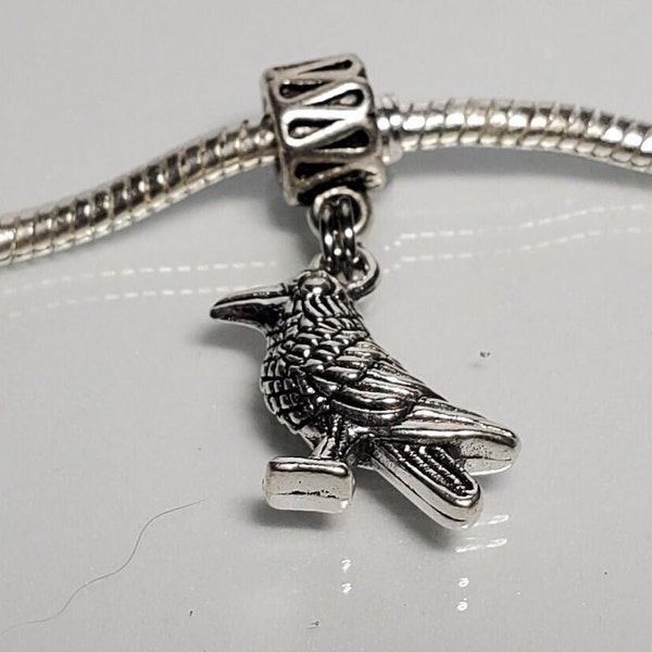 Bird Charm, Raven Charm, Magpie Charm, Crow Charm, Black Bird Charm, Mythical Bird Charm,-Fits all Designer and European Charm Bracelets