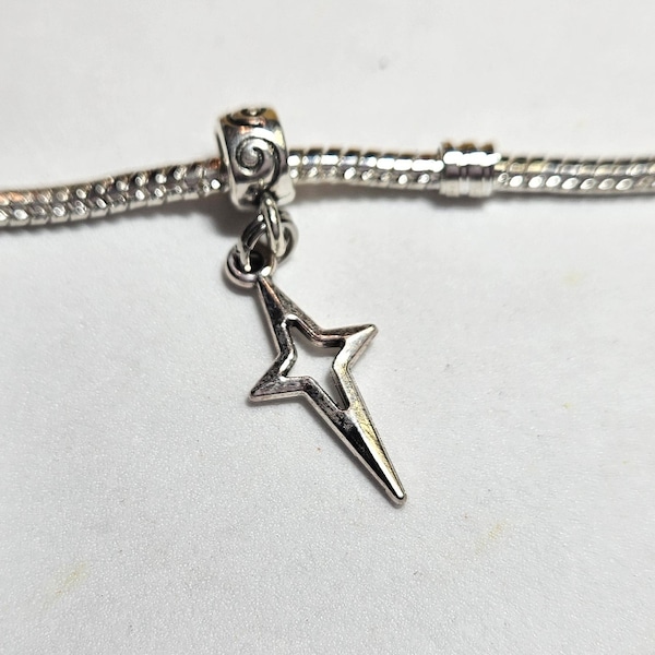 Northern Star Charm, North Star Charm, Polaris Star Charm, Petite Charm, Dangle Charm,-Fits all Designer and European Charm Bracelets