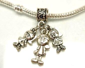 MiiFort Matching Best Friends Love Heart Dangle Charms fit Pandora Charm Bracelets Gifts for Family Friendship Birthday Jewelry Crystal Clear CZ