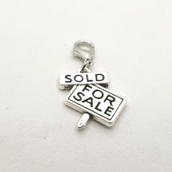 Real Estate Agent Charm- Realtor Dangle Charm-Lobster Clasp Charm, Clip On Charm,