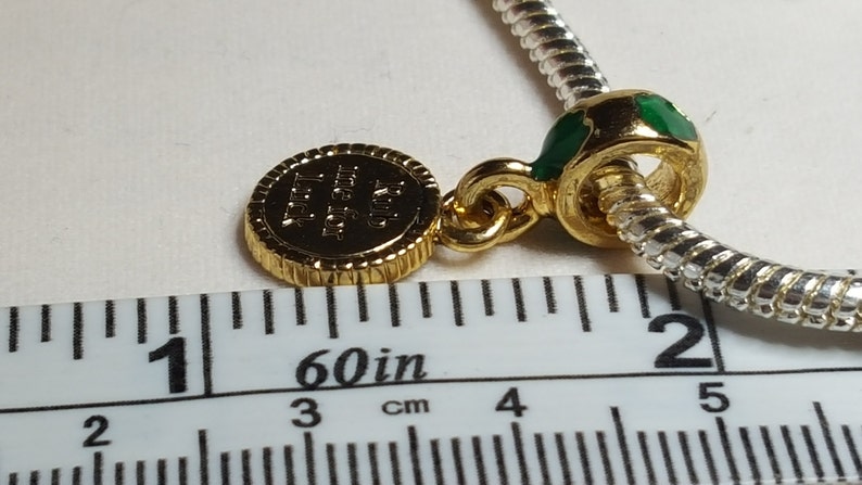 Fits all Designer and European Charm Bracelets Irish Luck CharmSpacer Dangle Rub Me For Luck Charm 22K GP