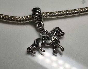 Lion Charm, Lion Dangle Charm, King of the Jungle Charm, Dangle Charm,  Fits all Designer and European Charm Bracelets